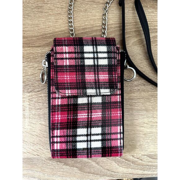 NWOT No Boundaries "Jessica" North/South Pink Plaid Small Cross Body Purse - Picture 3 of 6